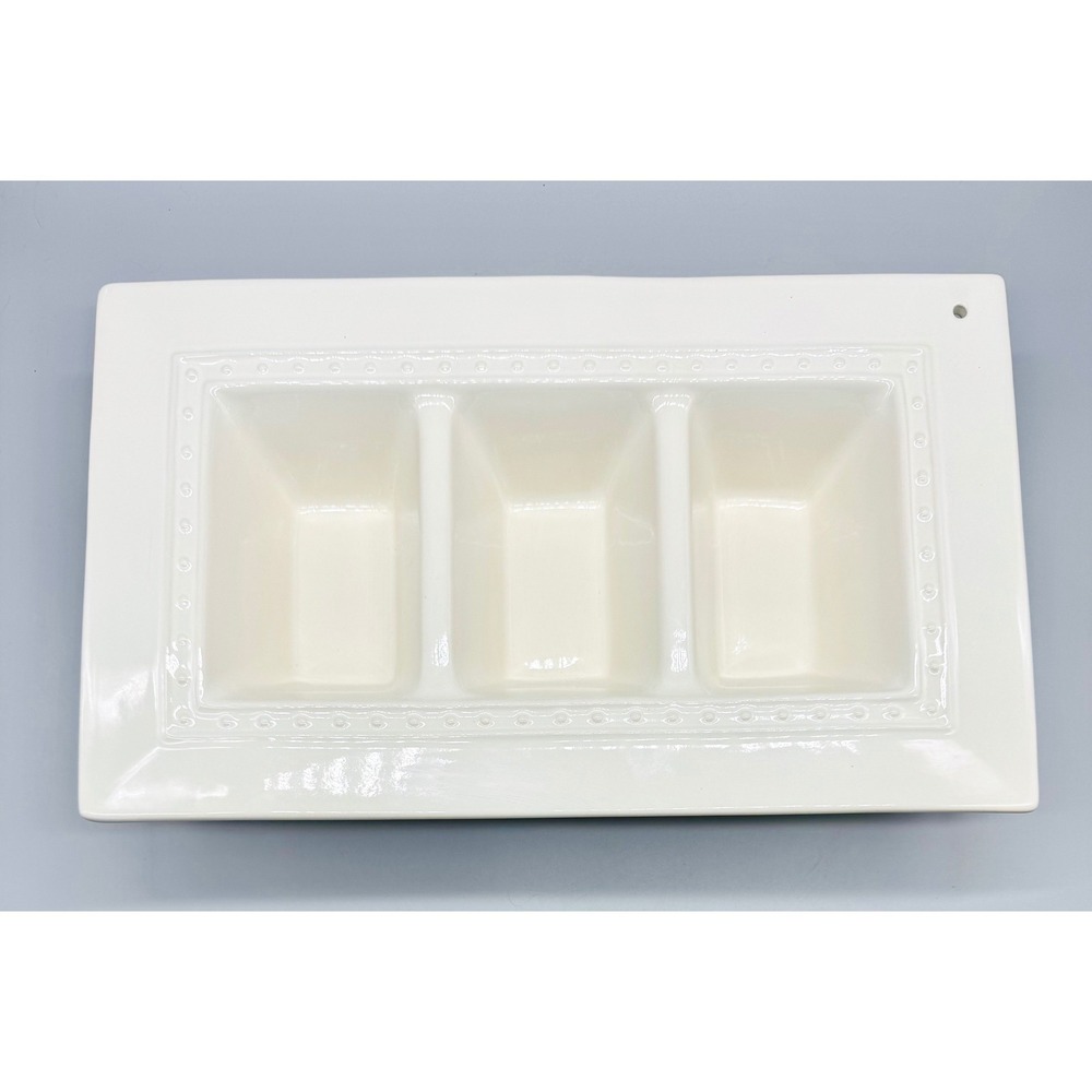Nora Fleming Garnish Dish Pearl Dot I5 Divided Triple Compartment Retired